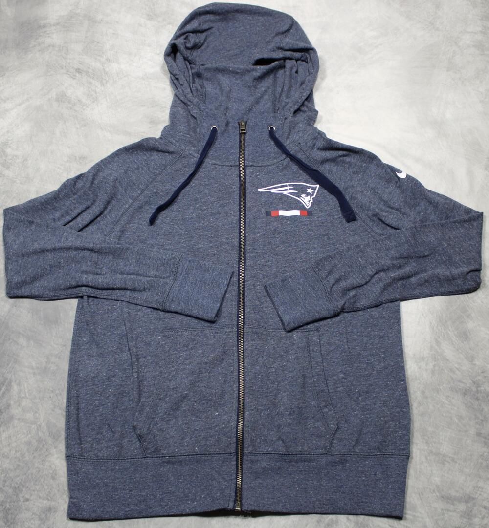 New England Patriots Nike Full Zip Hoodie Sweatshirt Mens Medium Blue